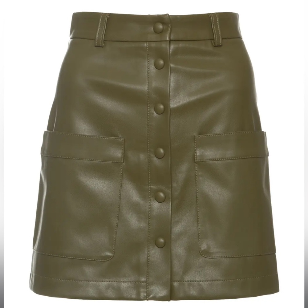 New with tags Staud paper skirt in army green